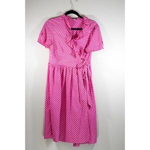 J. Crew Pink Polka Dot Midi Dress